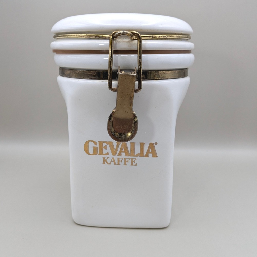 Vintage Gevalia Kaffe‎ White Ceramic Coffee Canister Royal Warrant Sweden